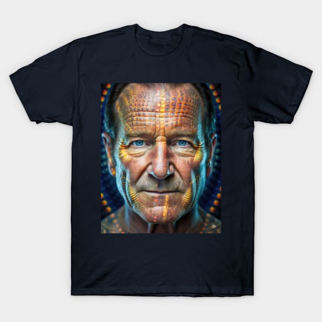 Robin Williams Unforgotten - A Tribute to the Film Legend (AI Portrait) T-Shirt by allumfunkelnd by Patrick Hager